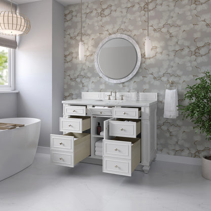 Bristol 48" Single Vanity, Bright White w/ 3 CM Ethereal Noctis Silestone Top, view 4