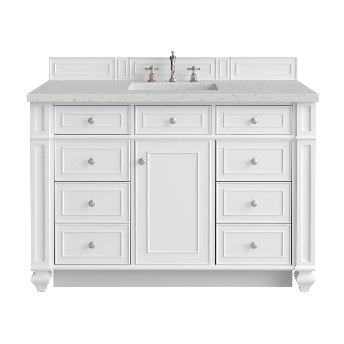 Bristol 48" Single Vanity, Bright White w/ 3 CM Lime Delight Silestone Top