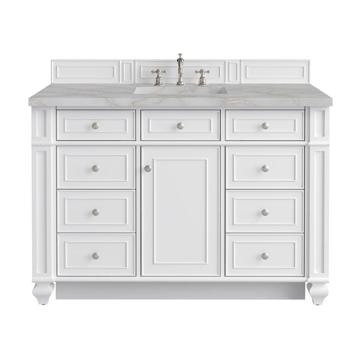 Bristol 48" Single Vanity, Bright White w/ 3 CM Victorian Silver Silestone Top