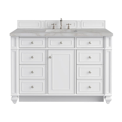 Bristol 48" Single Vanity, Bright White w/ 3 CM Victorian Silver Silestone Top