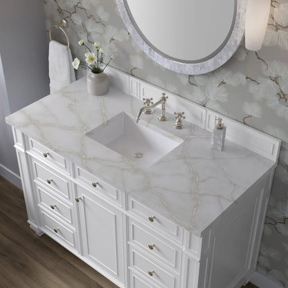 Bristol 48" Single Vanity, Bright White w/ 3 CM Victorian Silver Silestone Top, view 5