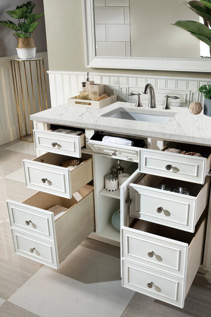 Bristol 48" Single Vanity, Bright White w/ 3 CM Eternal Jasmine Pearl Silestone Top w/ FreePower Wireless Charg, view 7
