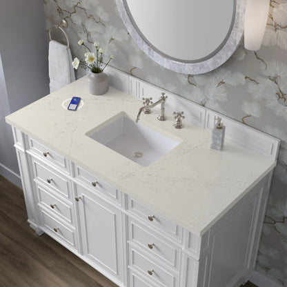 Bristol 48" Single Vanity, Bright White, w/ 3 CM Siberian Silestone Top w/FreePower Wireless Charger, view 7
