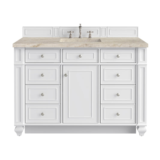 Bristol 48" Single Vanity, Bright White, w/ 3 CM Tajnar Eclos Top w/FreePower Wireless Charger