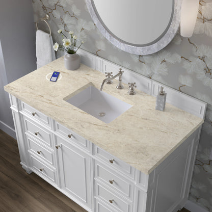 Bristol 48" Single Vanity, Bright White, w/ 3 CM Tajnar Eclos Top w/FreePower Wireless Charger, view 7