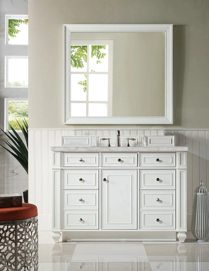 Bristol 48" Single Vanity, Bright White w/ 3 CM Victorian Silver Silestone Top w/ FreePower Wireless Charger, view 5