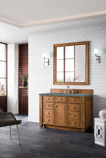 Renovate for Less Atlanta Bristol 48" Single Vanity, Saddle Brown w/ 3 CM Cala Blue Silestone Top, view 3