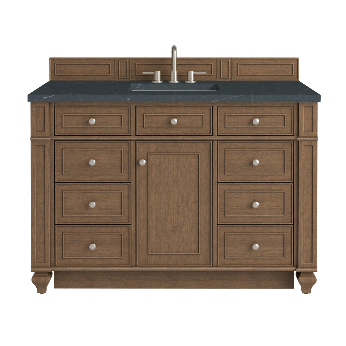 Bristol 48" Single Vanity, Saddle Brown w/ 3 CM Charcoal Soapstone Silestone Top
