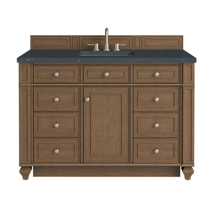 Bristol 48" Single Vanity, Saddle Brown w/ 3 CM Charcoal Soapstone Silestone Top