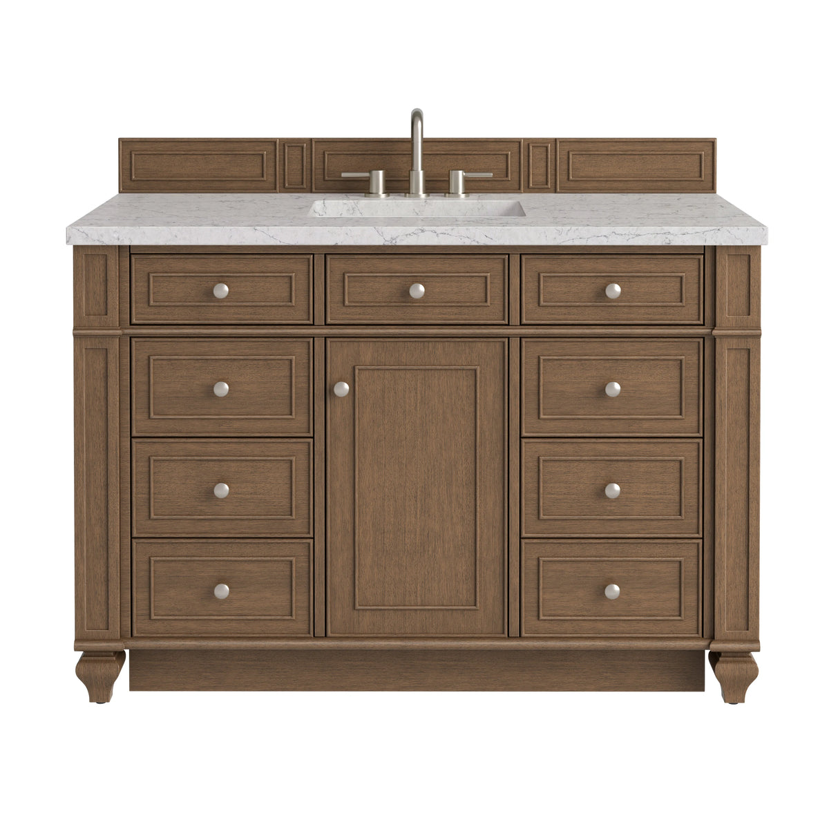 Bristol 48" Single Vanity, Saddle Brown w/ 3 CM Eternal Jasmine Pearl Silestone Top