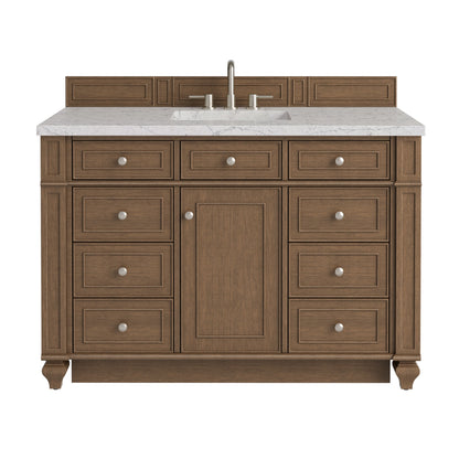 Bristol 48" Single Vanity, Saddle Brown w/ 3 CM Eternal Jasmine Pearl Silestone Top