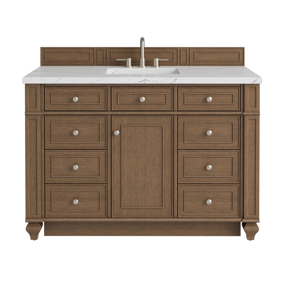 Bristol 48" Single Vanity, Saddle Brown w/ 3 CM Ethereal Noctis Silestone Top