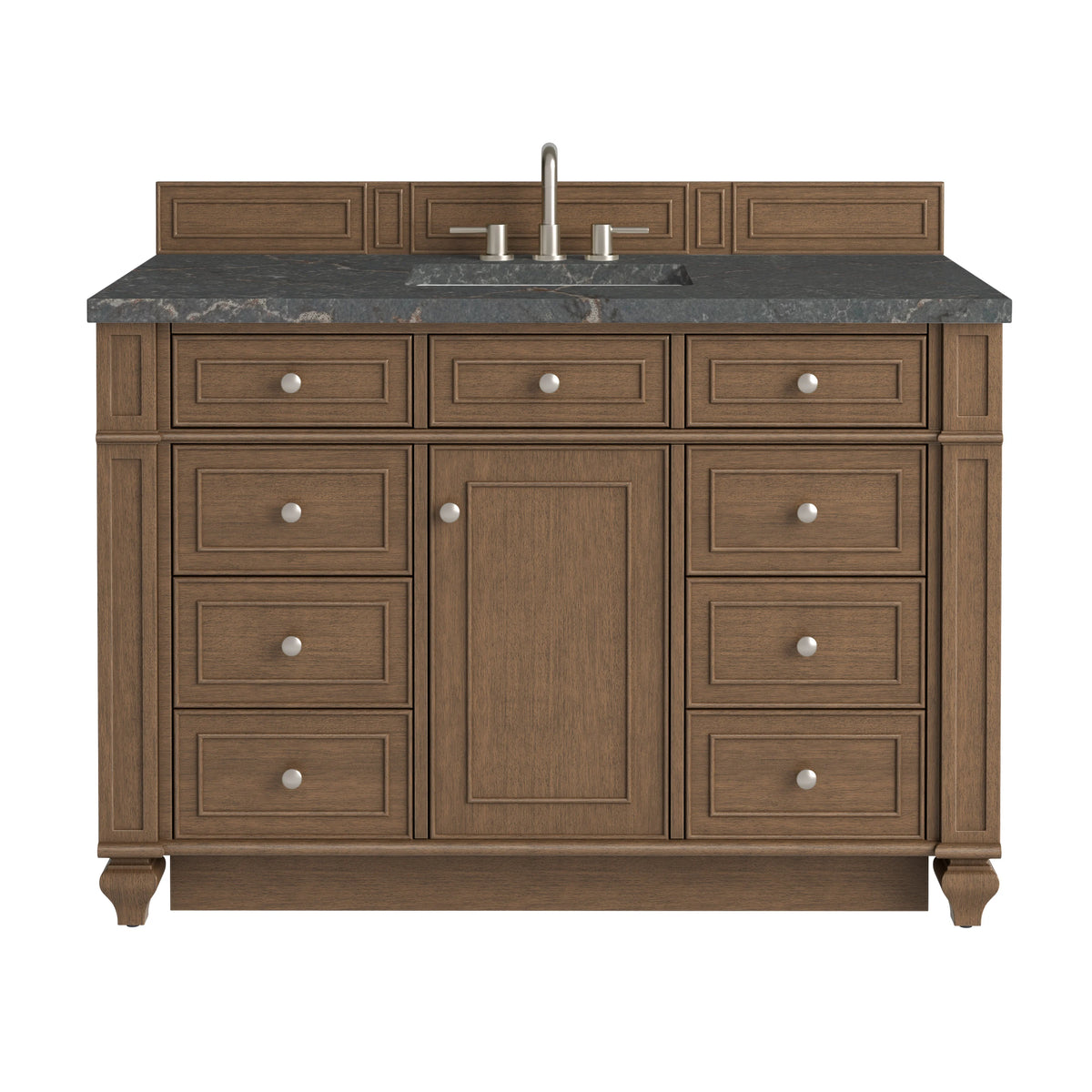 Bristol 48" Single Vanity, Saddle Brown w/ 3 CM Parisien Bleu Silestone Top