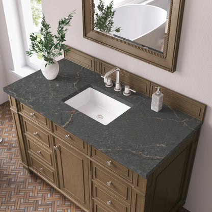 Bristol 48" Single Vanity, Saddle Brown w/ 3 CM Parisien Bleu Silestone Top, view 5