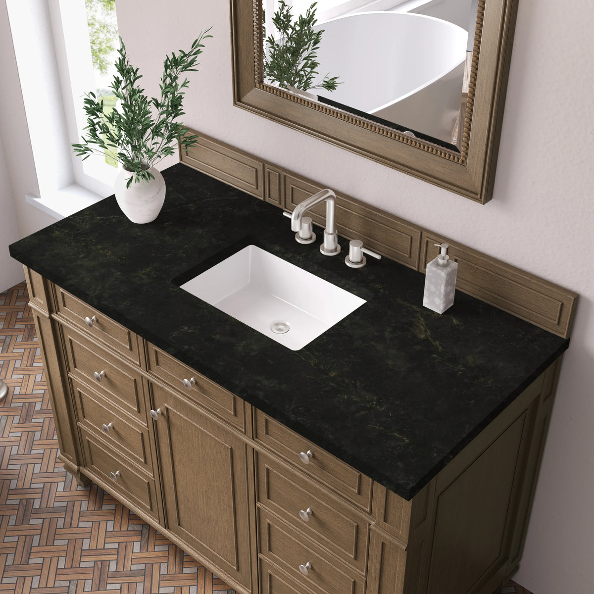 Bristol 48" Single Vanity, Saddle Brown, w/ 3 CM Phantome Eclos Top, view 5