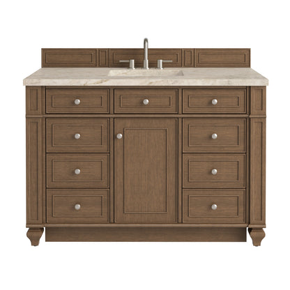 Bristol 48" Single Vanity, Saddle Brown, w/ 3 CM Tajnar Eclos Top