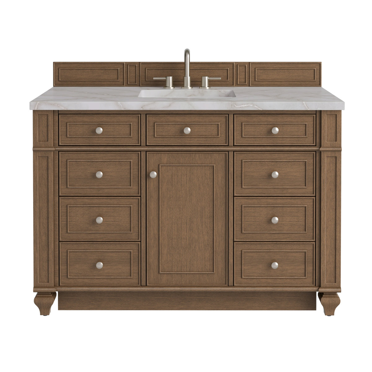 Bristol 48" Single Vanity, Saddle Brown w/ 3 CM Victorian Silver Silestone Top