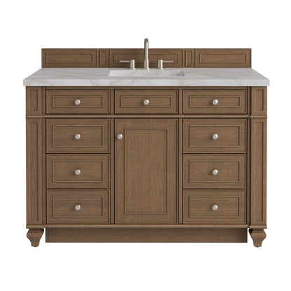 Bristol 48" Single Vanity, Saddle Brown w/ 3 CM Victorian Silver Silestone Top