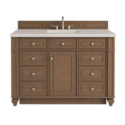 Bristol 48" Single Vanity, Saddle Brown, w/ 3 CM Siberian Silestone Top w/FreePower Wireless Charger