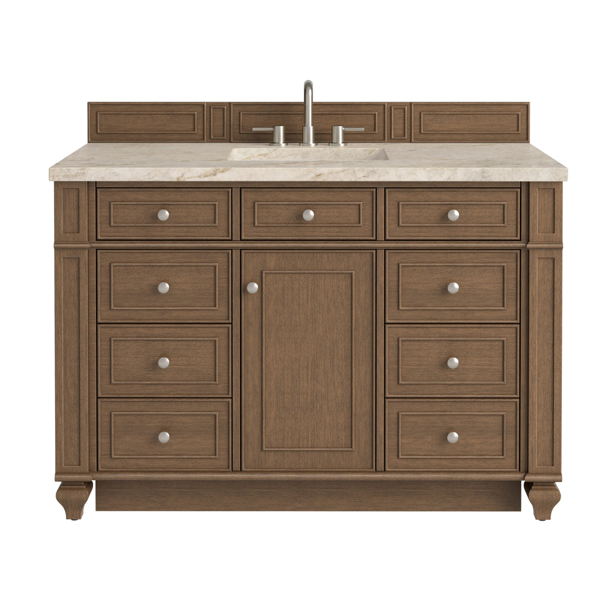 Bristol 48" Single Vanity, Saddle Brown, w/ 3 CM Tajnar Eclos Top w/FreePower Wireless Charger