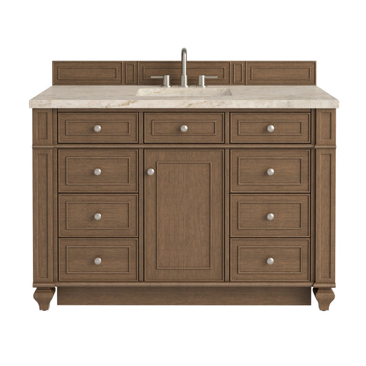 Bristol 48" Single Vanity, Saddle Brown, w/ 3 CM Tajnar Eclos Top w/FreePower Wireless Charger
