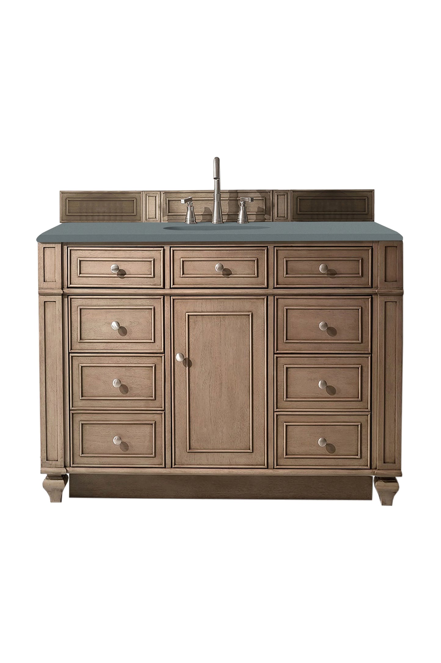 Renovate for Less Atlanta Bristol 48" Single Vanity, Whitewashed Walnut w/ 3 CM Cala Blue Silestone Top