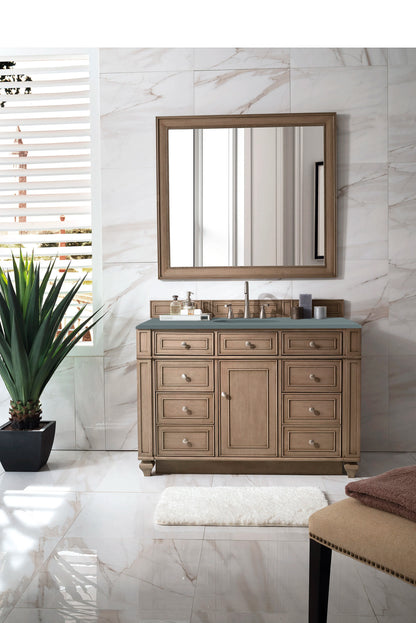 Renovate for Less Atlanta Bristol 48" Single Vanity, Whitewashed Walnut w/ 3 CM Cala Blue Silestone Top, view 2