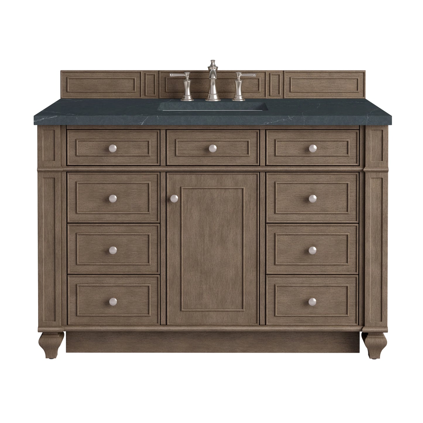 Bristol 48" Single Vanity, Whitewashed Walnut w/ 3 CM Charcoal Soapstone Silestone Top