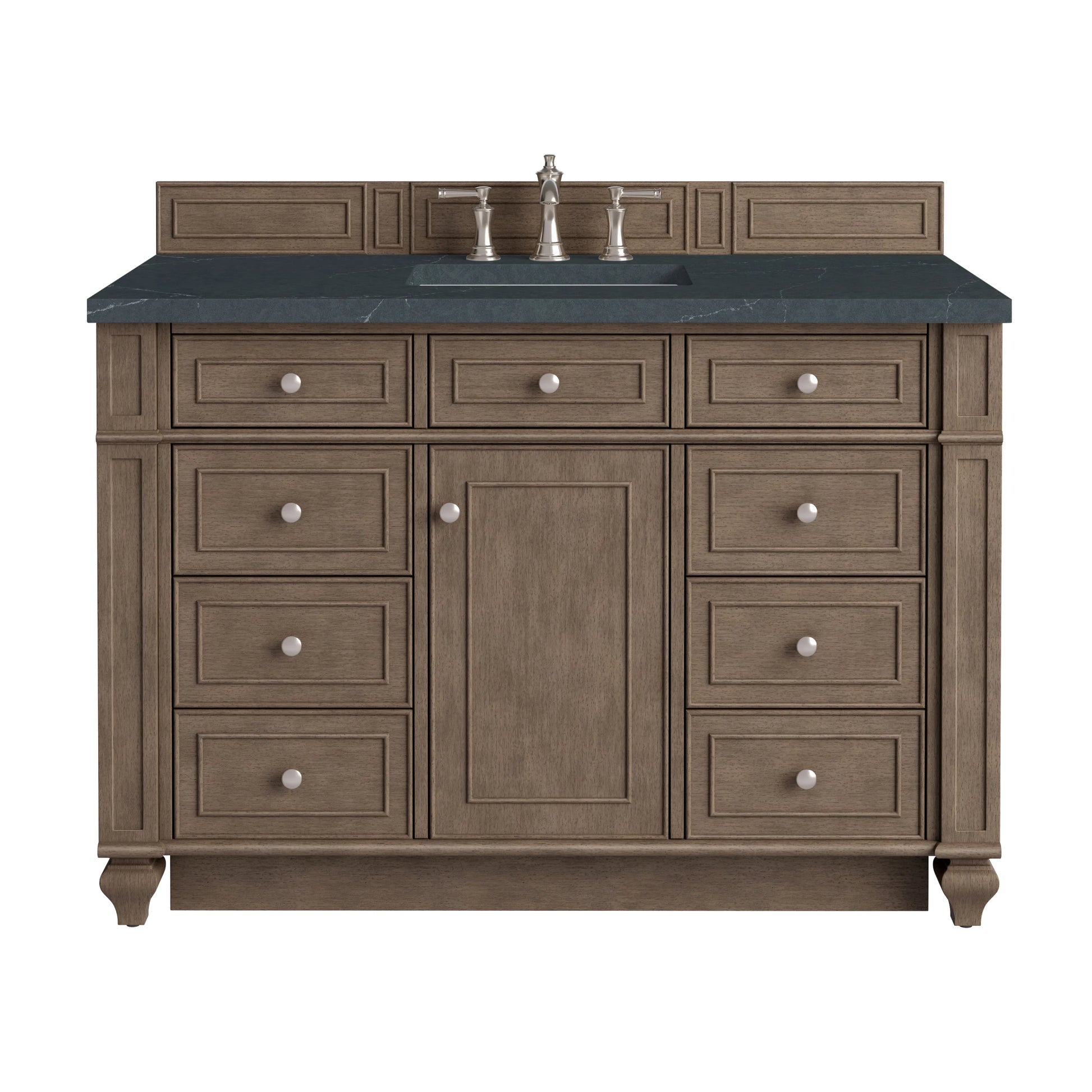 Bristol 48" Single Vanity, Whitewashed Walnut w/ 3 CM Charcoal Soapstone Silestone Top