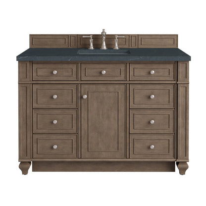 Bristol 48" Single Vanity, Whitewashed Walnut w/ 3 CM Charcoal Soapstone Silestone Top