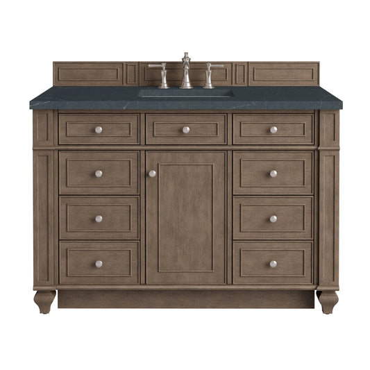 Bristol 48" Single Vanity, Whitewashed Walnut w/ 3 CM Charcoal Soapstone Silestone Top