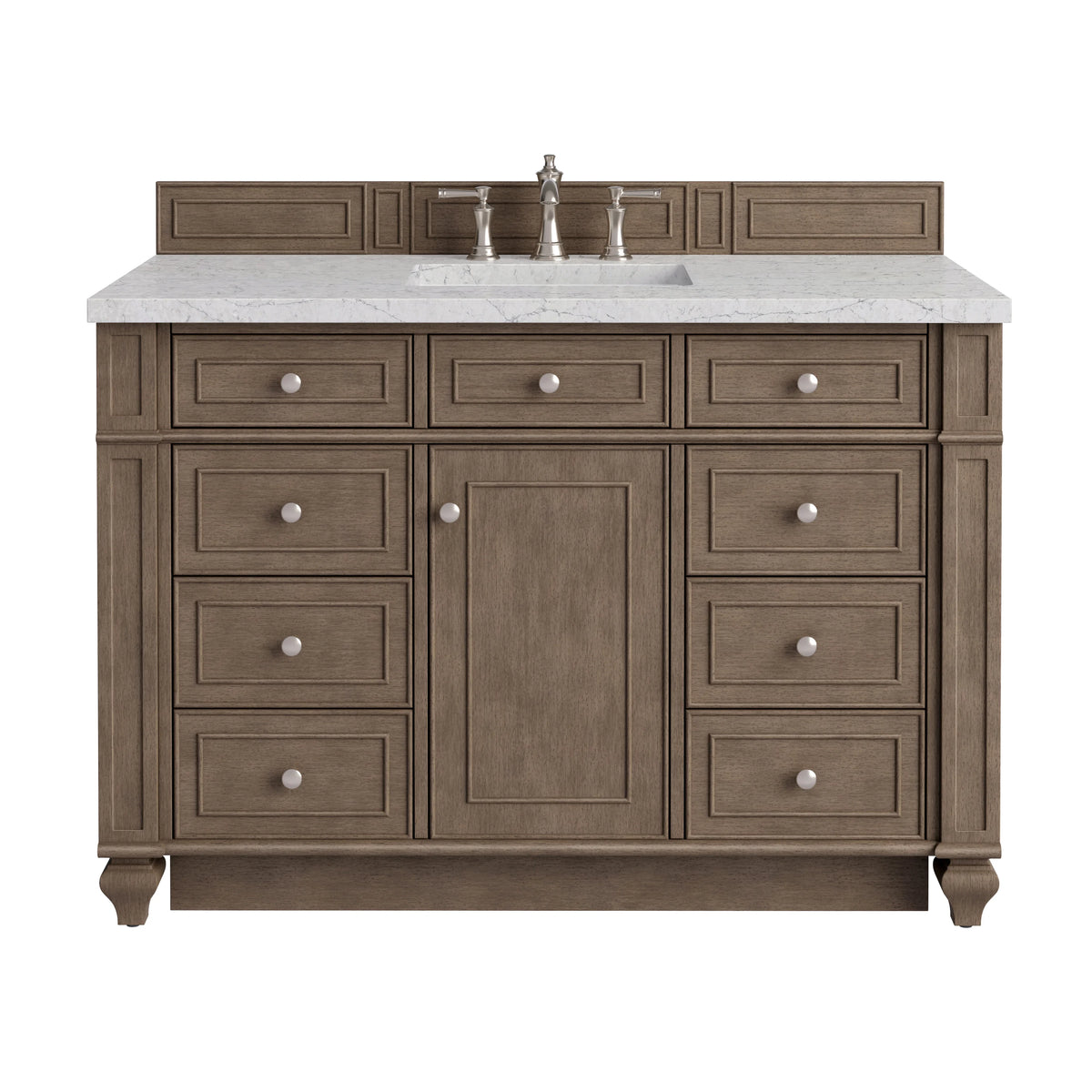 Bristol 48" Single Vanity, Whitewashed Walnut w/ 3 CM Eternal Jasmine Pearl Silestone Top