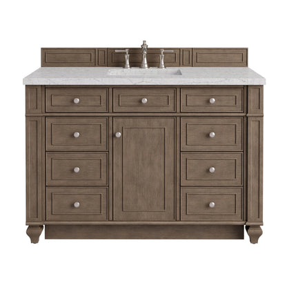 Bristol 48" Single Vanity, Whitewashed Walnut w/ 3 CM Eternal Jasmine Pearl Silestone Top