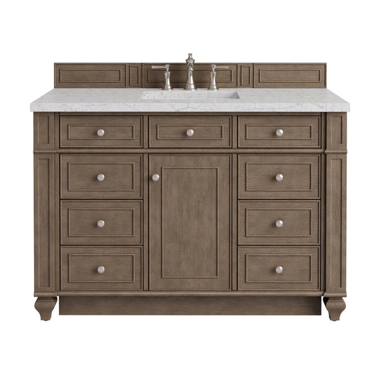 Bristol 48" Single Vanity, Whitewashed Walnut w/ 3 CM Eternal Jasmine Pearl Silestone Top