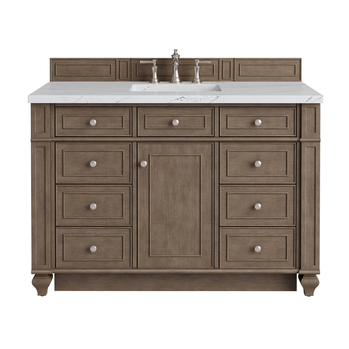 Bristol 48" Single Vanity, Whitewashed Walnut w/ 3 CM Ethereal Noctis Silestone Top