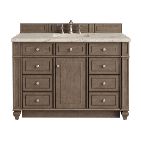 Bristol 48" Single Vanity, Whitewashed Walnut, w/ 3 CM Tajnar Eclos Top