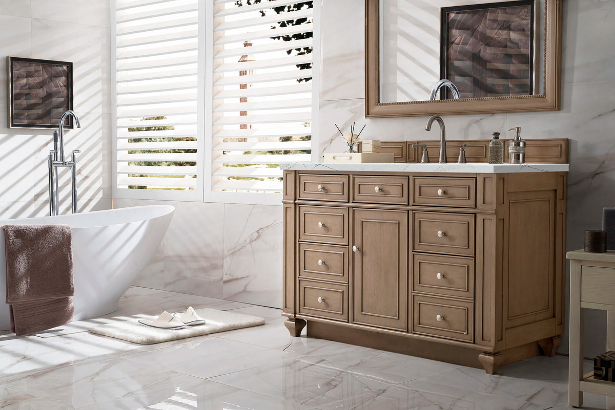 Bristol 48" Single Vanity, Whitewashed Walnut w/ 3 CM Ethereal Noctis Silestone Top w/ FreePower Wireless Charg, view 6