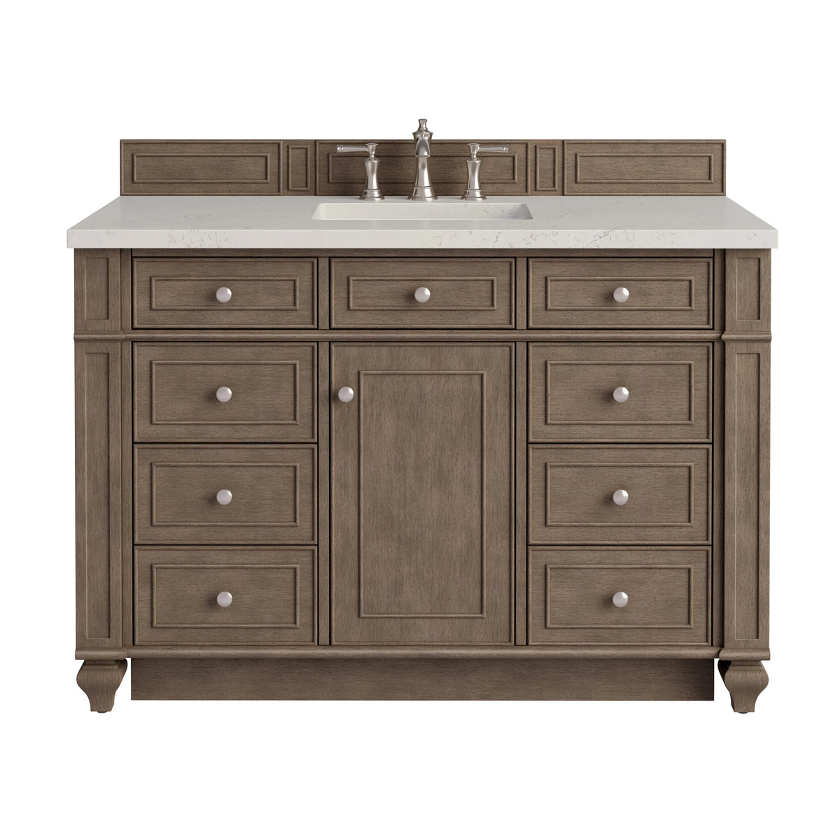 Bristol 48" Single Vanity, Whitewashed Walnut, w/ 3 CM Siberian Silestone Top w/FreePower Wireless Charger