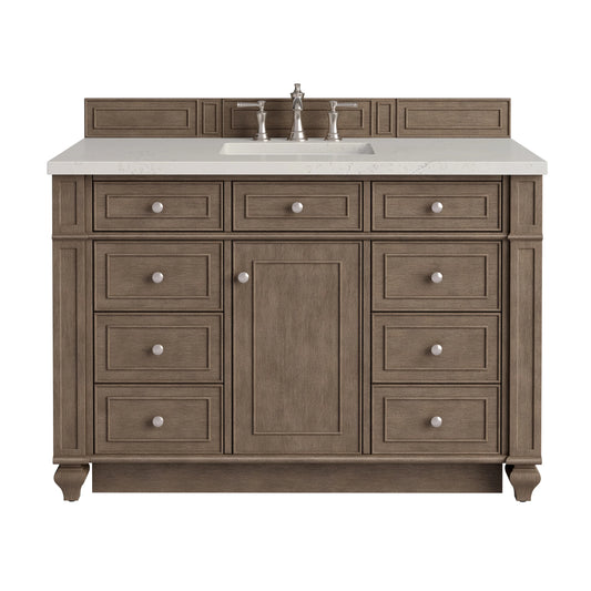 Bristol 48" Single Vanity, Whitewashed Walnut, w/ 3 CM Siberian Silestone Top w/FreePower Wireless Charger