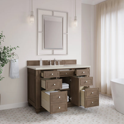 Bristol 48" Single Vanity, Whitewashed Walnut, w/ 3 CM Siberian Silestone Top w/FreePower Wireless Charger, view 6