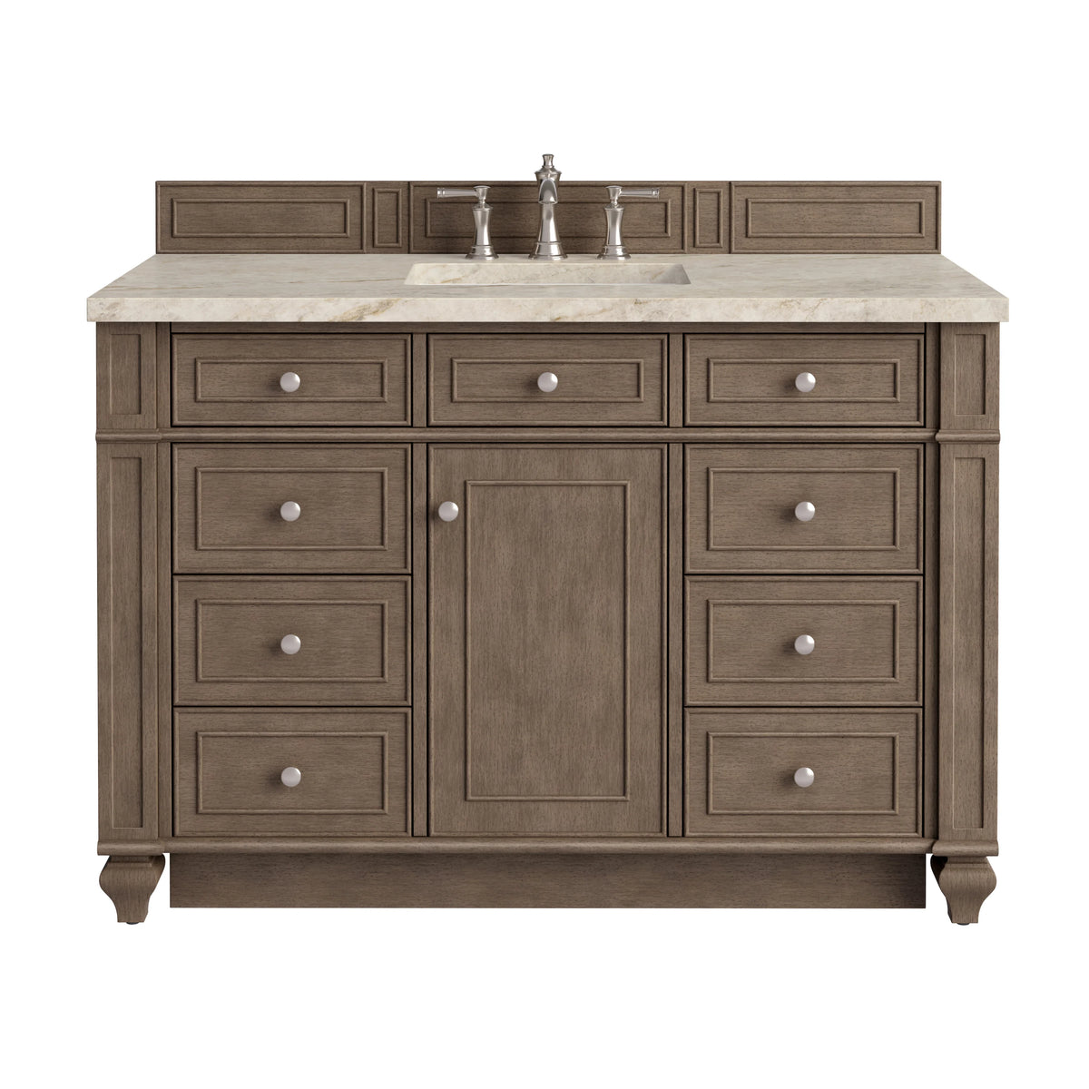 Bristol 48" Single Vanity, Whitewashed Walnut, w/ 3 CM Tajnar Eclos Top w/FreePower Wireless Charger