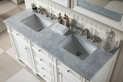 Bristol 60" Double Vanity, Bright White w/ 3 CM Carrara Marble Top, view 5