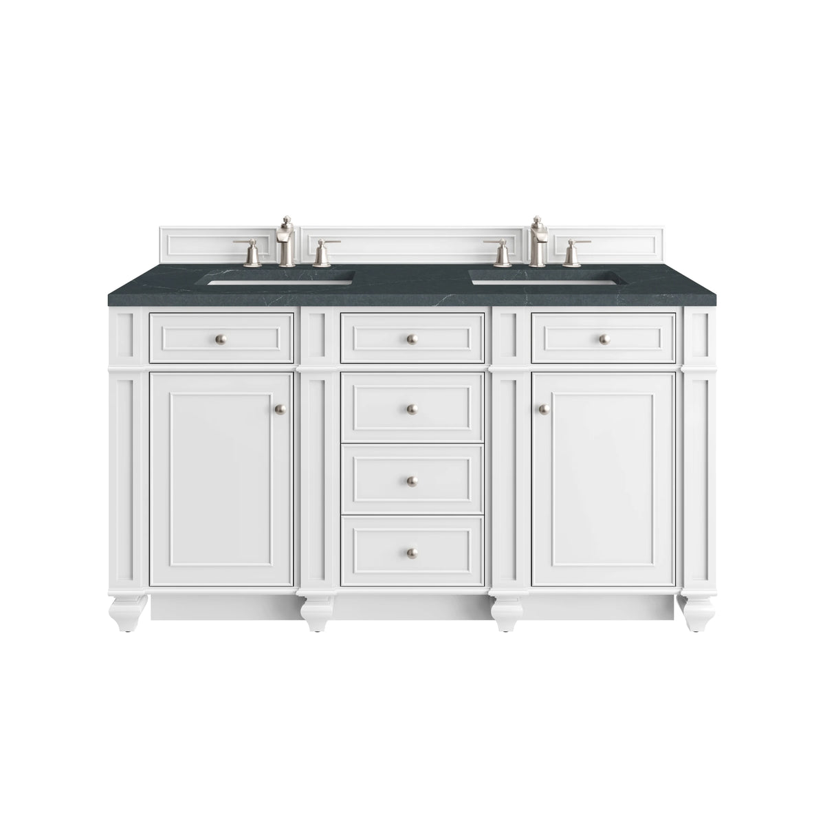 Bristol 60" Double Vanity, Bright White w/ 3 CM Charcoal Soapstone Silestone Top