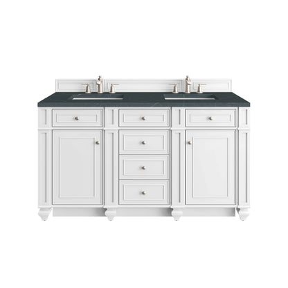 Bristol 60" Double Vanity, Bright White w/ 3 CM Charcoal Soapstone Silestone Top