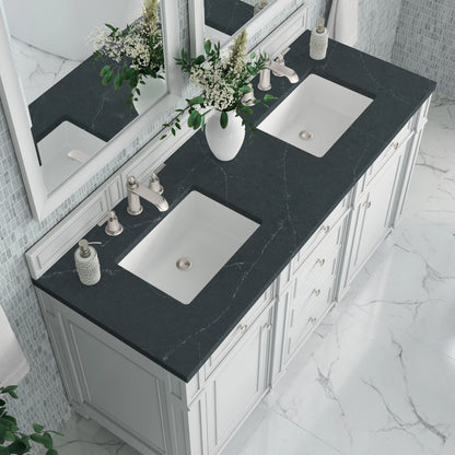 Bristol 60" Double Vanity, Bright White w/ 3 CM Charcoal Soapstone Silestone Top, view 5