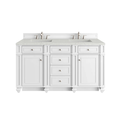 Bristol 60" Double Vanity, Bright White w/ 3 CM Lime Delight Silestone Top