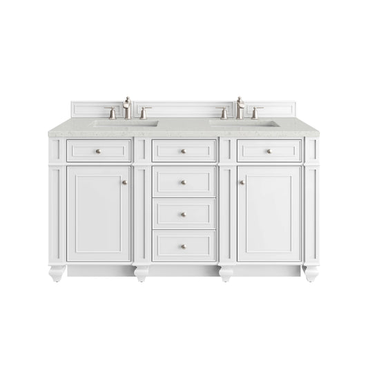 Bristol 60" Double Vanity, Bright White w/ 3 CM Lime Delight Silestone Top