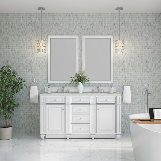 Bristol 60" Double Vanity, Bright White w/ 3 CM Lime Delight Silestone Top, view 2