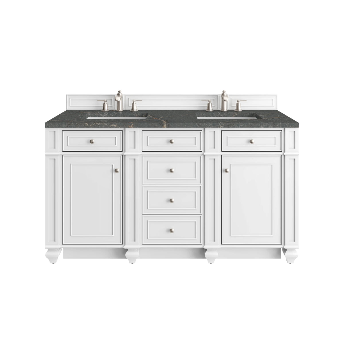 Bristol 60" Double Vanity, Bright White w/ 3 CM Parisien Bleu Silestone Top
