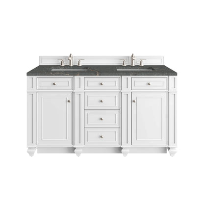 Bristol 60" Double Vanity, Bright White w/ 3 CM Parisien Bleu Silestone Top